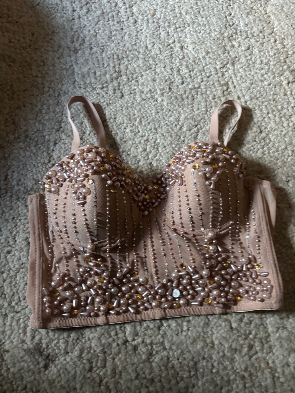 Beaded Blush Longline Bustier Top small Windsor